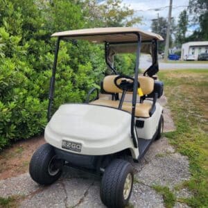 Golf cart service and repair at Golf Carts Atlanta, featuring an E-Z-GO cart.