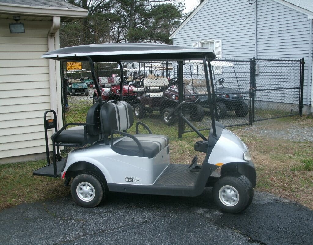 Gray EZGO golf cart for rent at Golf Carts Atlanta