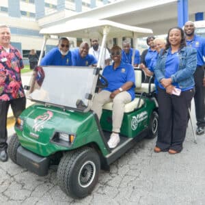 Flamingo Custom Carts golf cart donation to Atlanta VA Medical Center staff and patients.